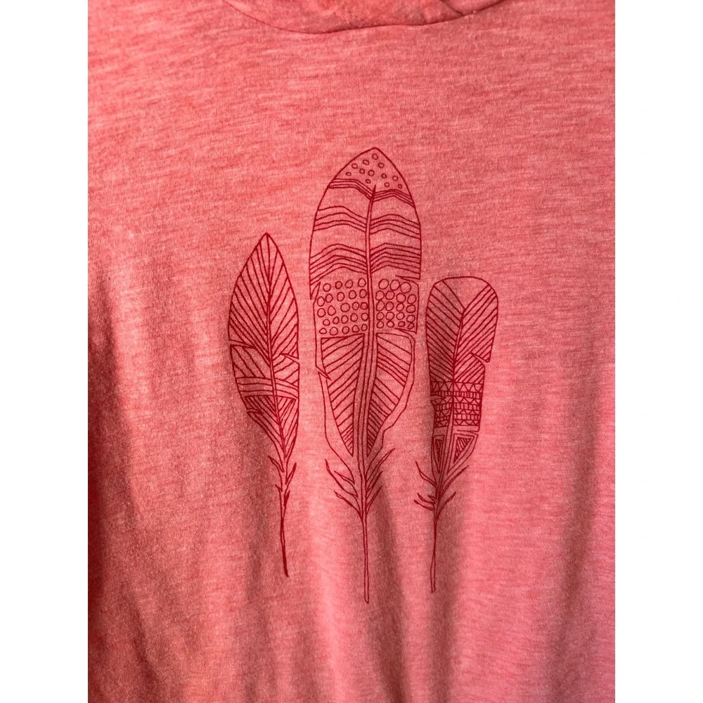 Columbia Sportswear Feather Graphic Hoodie Coral Pink Lightweight Women's‎ L G